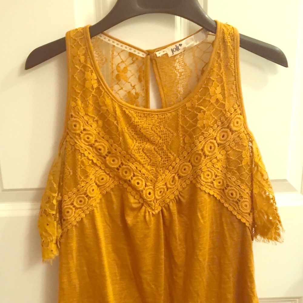 Yellow off the shoulder shirt